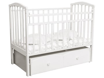 Кроватка в детскую Золушка 7, 60х120, массив березы, цвет белый в Петропавловске-Камчатском