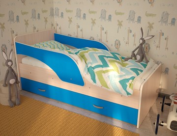 Детская кровать Максимка, корпус Млечный дуб, фасад Синий в Петропавловске-Камчатском
