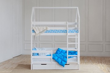 Детская двухэтажная кровать Домик с ящиками, цвет белый в Петропавловске-Камчатском