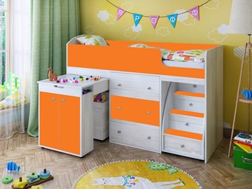 Детская кровать-шкаф Малыш 1600, корпус Винтерберг, фасад Оранжевый в Петропавловске-Камчатском