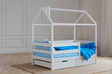 1-спальная детская кровать Домик с ящиками, цвет белый в Петропавловске-Камчатском