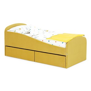 1-спальная детская кровать с ящиками Letmo 190х80 горчичный (велюр) в Петропавловске-Камчатском