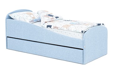 Мягкая кровать с ящиком Letmo небесный (рогожка) в Петропавловске-Камчатском