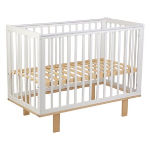Кровать для новорожденных серия 3400 POLINI Kids Simple 340 Белый / Натуральный в Петропавловске-Камчатском