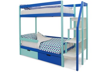 Двухэтажная детская кровать Svogen мятный-синий в Петропавловске-Камчатском