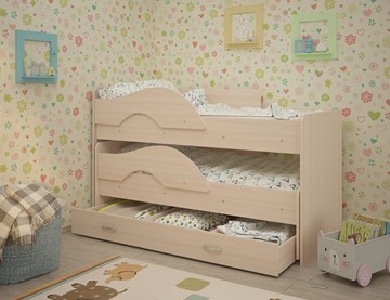 Детская кровать для девочки Радуга 1.6 с ящиком, цвет Млечный дуб в Петропавловске-Камчатском