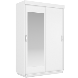 Шкаф 2-дверный Лайт (ДСП/Зеркало) 1400х595х2120, Белый Снег в Петропавловске-Камчатском