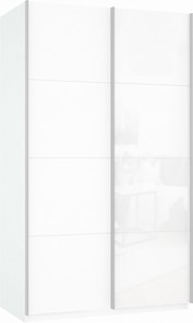 Шкаф 2-дверный Прайм (ДСП/Белое стекло) 1600x570x2300, белый снег в Петропавловске-Камчатском