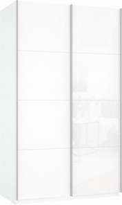 Шкаф двухдверный Прайм (ДСП/Белое стекло) 1200x570x2300, белый снег в Петропавловске-Камчатском