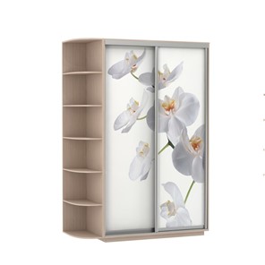Шкаф 2-х створчатый Экспресс 1700x600x2200, со стеллажом, Орхидея белая/дуб молочный в Петропавловске-Камчатском