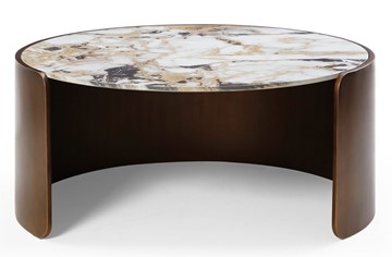 Круглый столик CT3095CL (D90) белая керамика /бронзовый в Петропавловске-Камчатском