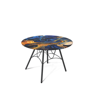 Круглый стол SHT-S100 / SHT-TT32 60 стекло/МДФ (синий сапфир/черный муар) в Петропавловске-Камчатском