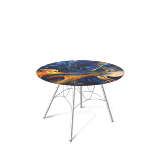 Круглый столик SHT-S100 / SHT-TT32 60 стекло/МДФ (синий сапфир/хром лак) в Петропавловске-Камчатском