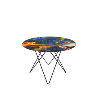 Круглый столик SHT-TU37 / SHT-TT32 60 стекло/МДФ (синий сапфир/черный муар) в Петропавловске-Камчатском