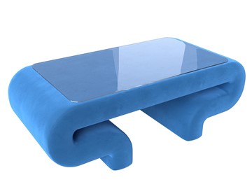 Стеклянный столик в зал Волна, голубой (велюр) в Петропавловске-Камчатском