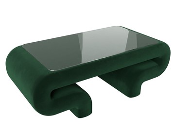 Стеклянный журнальный столик Волна, зеленый (велюр) в Петропавловске-Камчатском