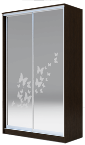 Шкаф 2-х дверный 2400х1362х620 два зеркала, "Бабочки" ХИТ 24-14-66-05 Венге Аруба в Петропавловске-Камчатском