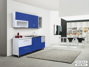 Кухня маленькая Мыло 224 2000х718, цвет Синий/Белый металлик в Петропавловске-Камчатском