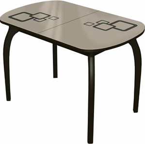 Раздвижной стол Ривьера мини дерево №1, Рисунок квадро (стекло молочное/коричневый/венге) в Петропавловске-Камчатском