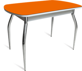Кухонный стол раздвижной ПГ-07 СТ1 белое/оранжевое/35 хром фигурные гнутые в Петропавловске-Камчатском