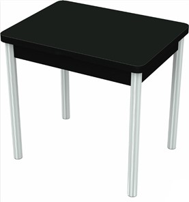 Обеденный раздвижной стол Бари хром №6 (стекло черное/черный) в Петропавловске-Камчатском