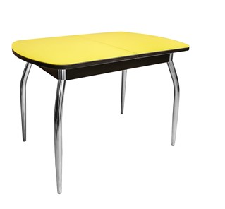 Кухонный стол раздвижной ПГ-01 СТ2, венге/желтое стекло/35 хром гнутые металл в Петропавловске-Камчатском