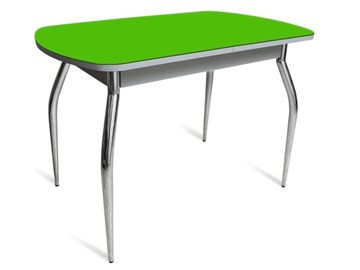 Кухонный стол ПГ-04 СТ белое/зеленое стекло/хром фигурные в Петропавловске-Камчатском