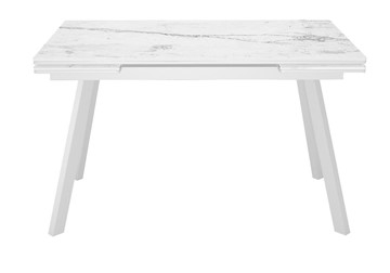 Кухонный раскладной стол DikLine SKA125 Керамика Белый мрамор/подстолье белое/опоры белые (2 уп.) в Петропавловске-Камчатском
