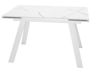Кухонный раскладной стол DikLine SKM140 Керамика Белый мрамор/подстолье белое/опоры белые (2 уп.) в Петропавловске-Камчатском