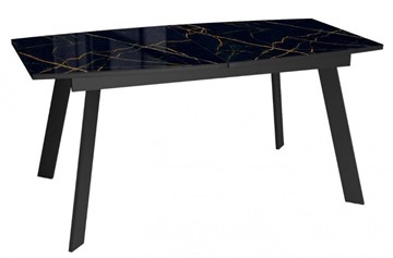 Кухонный стол раскладной Dikline XLS160 мрамор черный глянец/ножки черные в Петропавловске-Камчатском