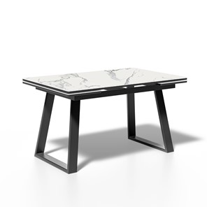 Кухонный стол раскладной ML1400 (черный/керамика мрамор белый) в Петропавловске-Камчатском