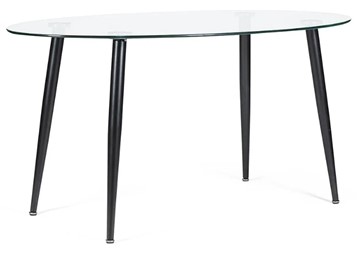 Овальный кухонный стол KASSEL (mod. DT333) металл/закаленное стекло (10 мм), 150х90х75см, черный в Петропавловске-Камчатском