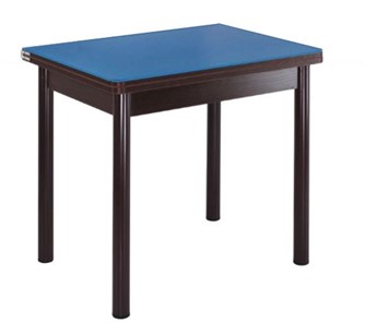 Кухонный пристенный стол СПА-01 СТ2, венге ЛДСП/стекло синие/38 прямые трубки крашеные коричневый в Петропавловске-Камчатском