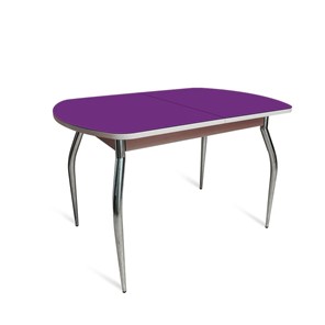 Обеденный стол ПГ-05 СТ2, дуб молочный/фиолетовое стекло/35 хром гнутые металл в Петропавловске-Камчатском