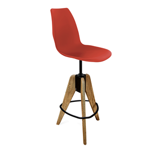 Барный стул SHT-ST29/S92 (красный ral 3020/брашированный коричневый/черный муар) в Петропавловске-Камчатском
