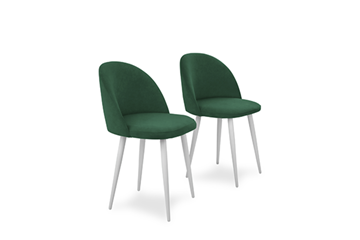 Комплект из 2-х  мягких стульев для кухни Лайт изумрудный белые ножки в Петропавловске-Камчатском