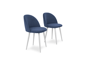 Комплект из 2-х  мягких стульев для кухни Лайт синий белые ножки в Петропавловске-Камчатском