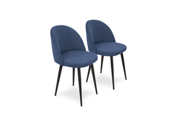 Комплект из 2-х  мягких стульев для кухни Лайт синий черные ножки в Петропавловске-Камчатском