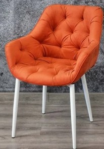 Обеденный стул Саваж оранжевый, ножки белые в Петропавловске-Камчатском