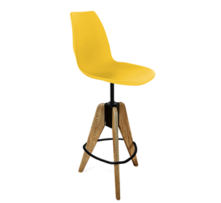 Барный стул SHT-ST29/S92 (желтый ral 1021/брашированный коричневый/черный муар) в Петропавловске-Камчатском