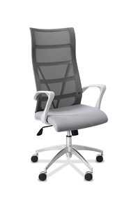 Офисное кресло для руководителя Топ X белый каркас, сетка/ткань TW / серая/ серая в Петропавловске-Камчатском