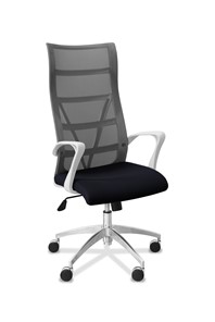 Офисное кресло Топ X белый каркас, сетка/ткань TW / серая/черная в Петропавловске-Камчатском