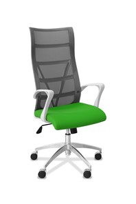 Офисное кресло Топ X белый каркас, сетка/ткань TW / серая/салатовая в Петропавловске-Камчатском