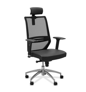 Кресло в офис Aero lux с подголовником, сетка/ткань TW / черная/черная в Петропавловске-Камчатском