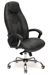 Компьютерное кресло BOSS Lux, кож/зам, черный/черный перфорированный, арт.9160 в Петропавловске-Камчатском