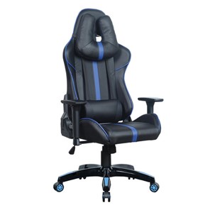 Кресло офисное BRABIX "GT Carbon GM-120", две подушки, экокожа, черное/синее, 531930 в Петропавловске-Камчатском