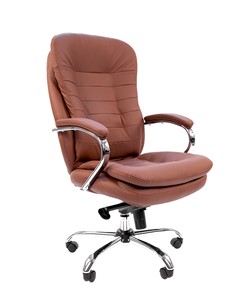 Кресло офисное CHAIRMAN 795 кожа, цвет коричневый в Петропавловске-Камчатском