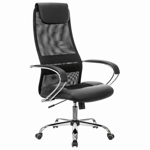 Офисное кресло Brabix Premium Stalker EX-608 CH (хром, ткань-сетка/кожзам, черное) 532091 в Петропавловске-Камчатском