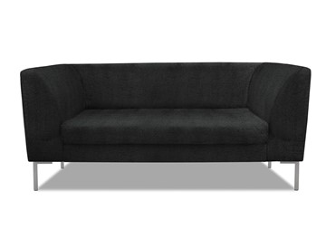 Офисный диван мягкий Сиеста 2-местный, ткань Сахара / черная С49 в Петропавловске-Камчатском