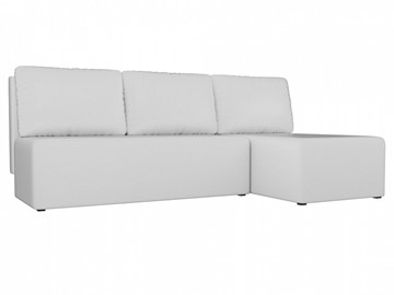 Угловой диван с оттоманкой Поло, Белый (экокожа) в Петропавловске-Камчатском